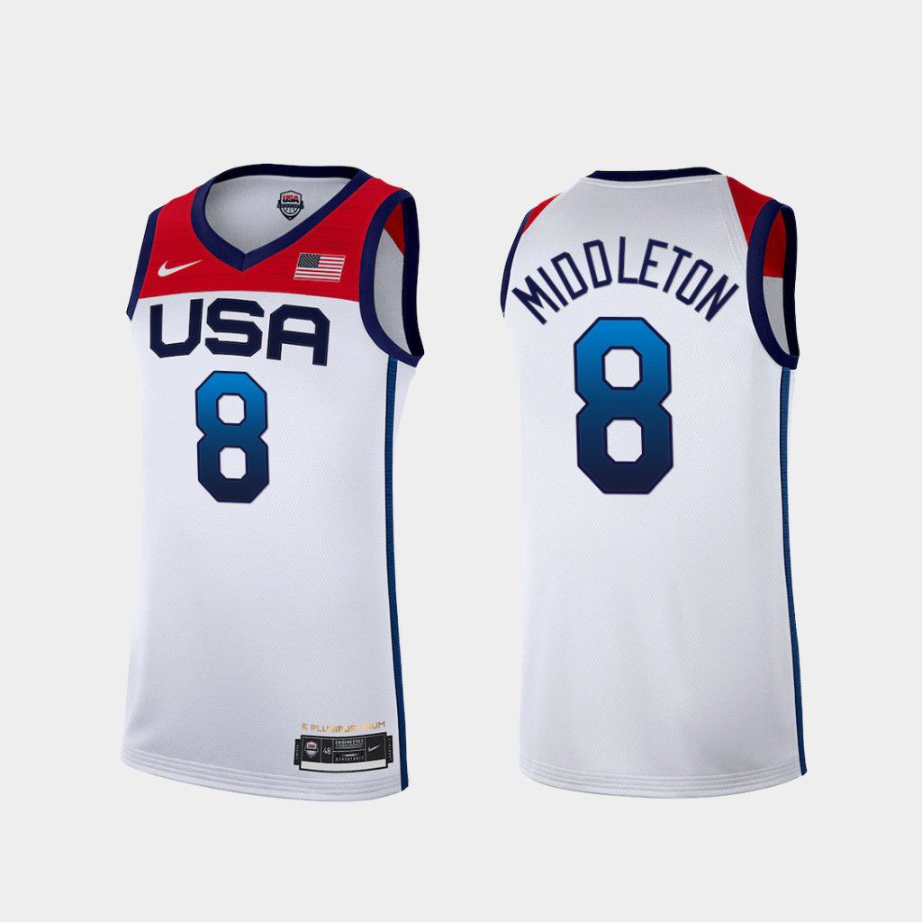2021 Olympic USA #8 Middleton White Nike NBA Jerseys->chicago bulls->NBA Jersey